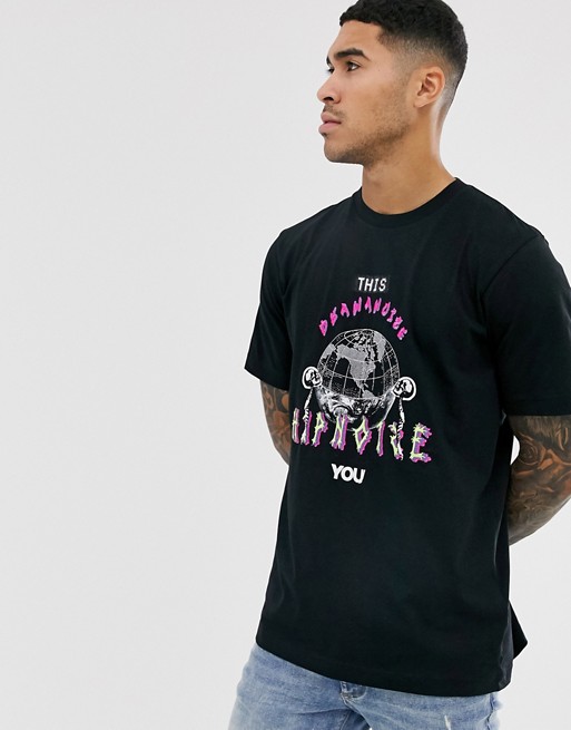 Diesel T-Just-B15 graphic print t-shirt with neon embroidery in black