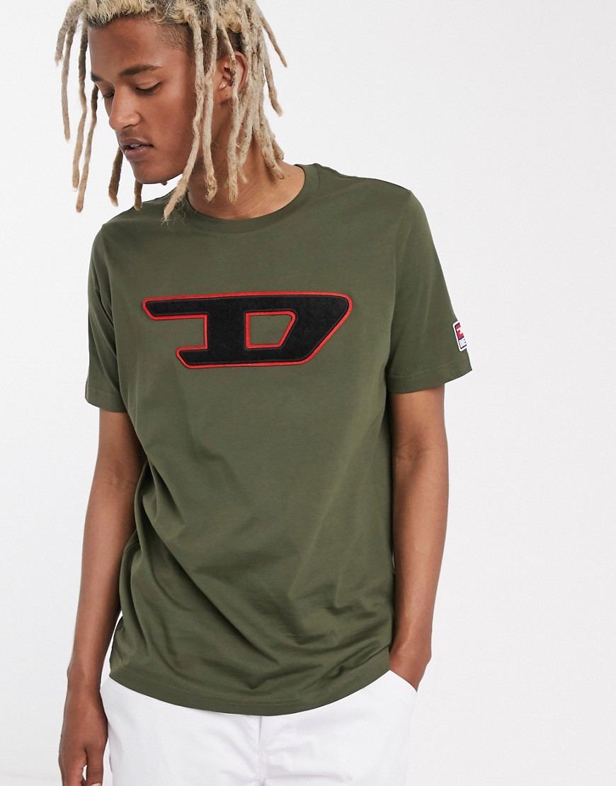 Diesel – T-Just Division D – Kakifärgad t-shirt med logga-Grön