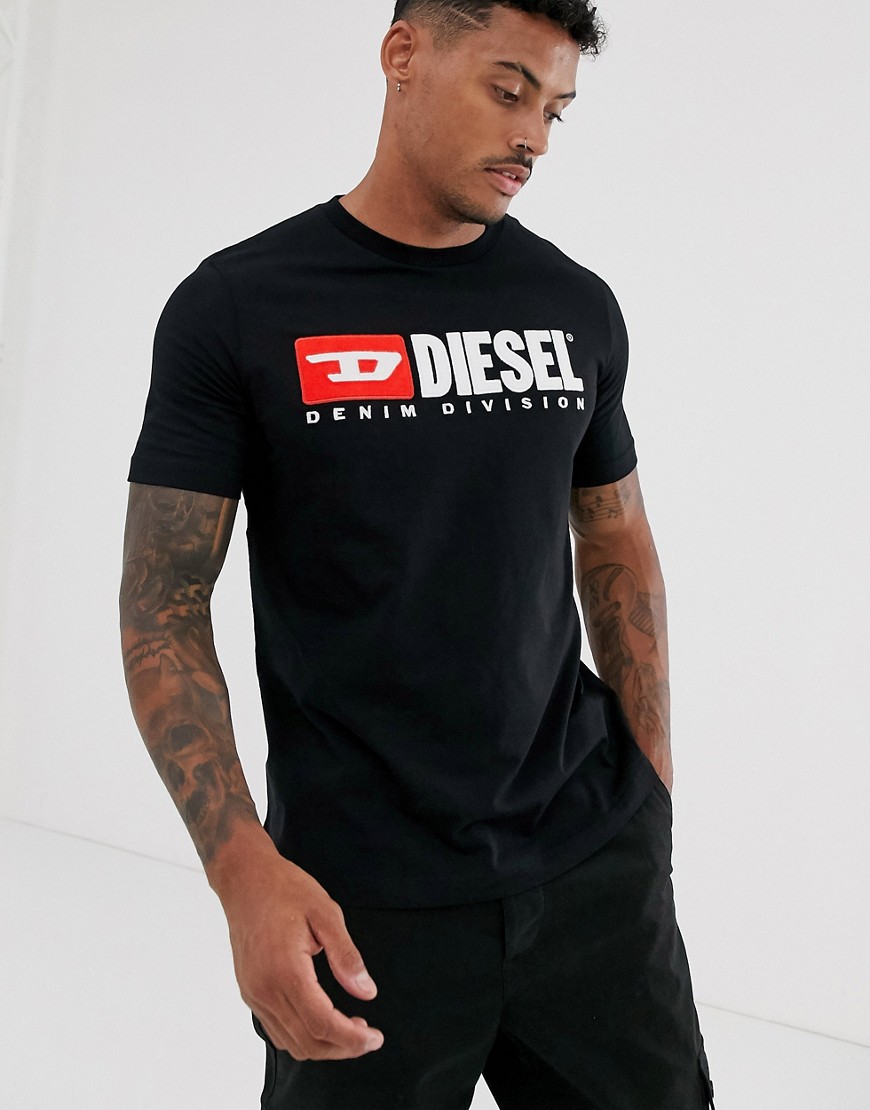 Diesel - T-Just Division - T-shirt con logo nera-Nero
