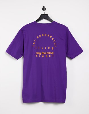 関税込【DIESEL】Just N44 short sleeve T-shirt★Purple★ロゴ Diesel T-just-n44 Small Logo T-shirt With Back Print In