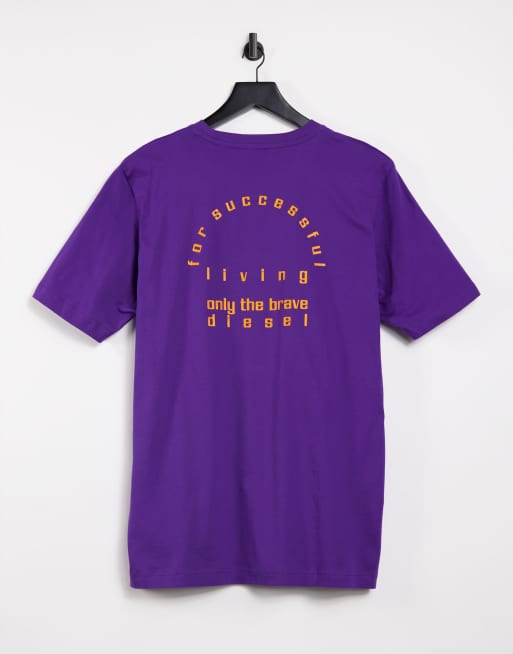 flyde over Antagelse afregning Diesel T-Just-N44 small logo T-shirt with back print in purple | ASOS