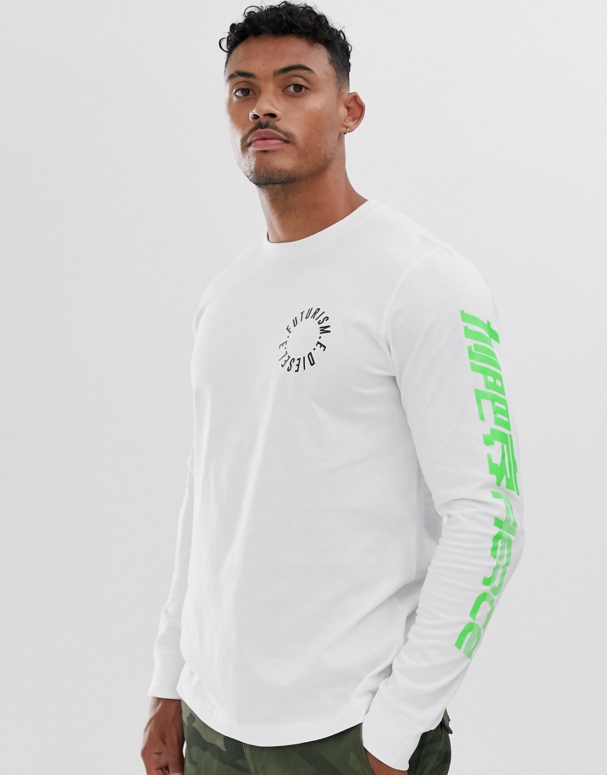 Diesel - T-Just - T-shirt met lange mouwen en logo in wit