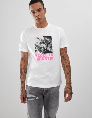 Diesel - T-Just-Y3 - T-shirt met grafische print in wit