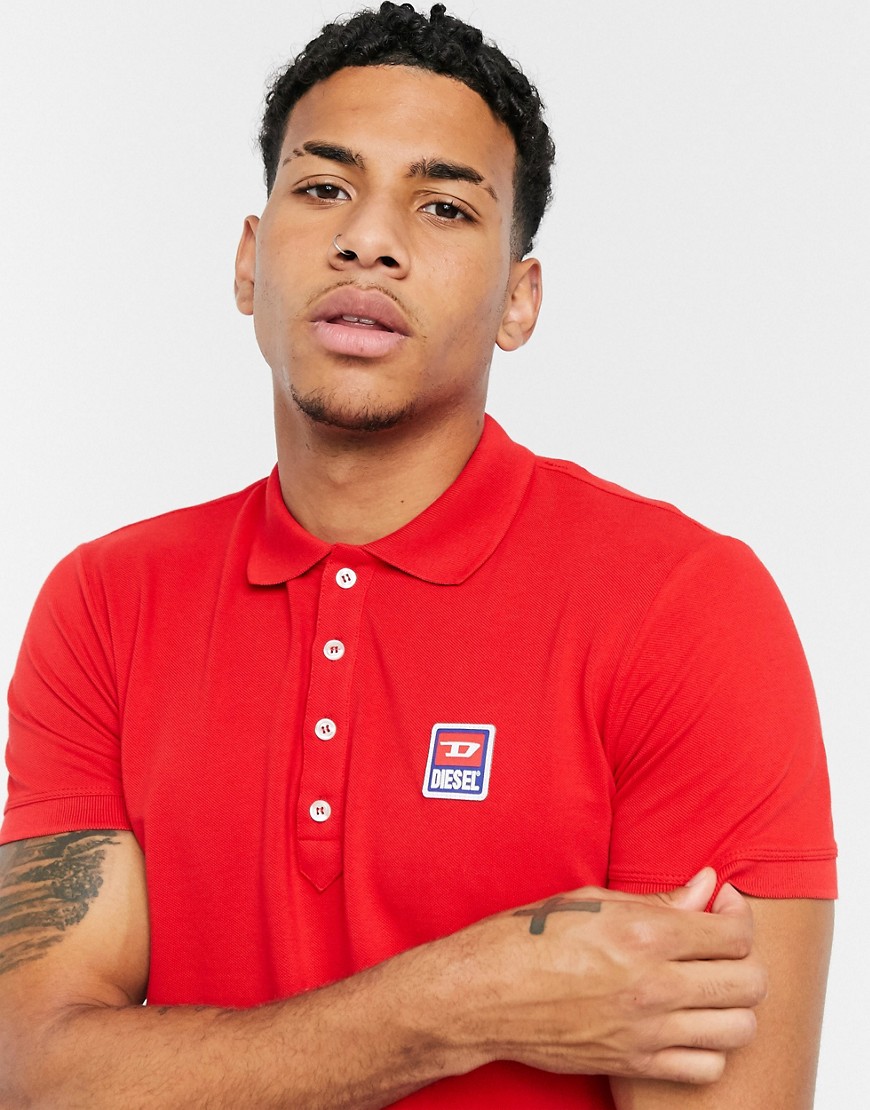 Diesel T-Kal-Patch D badge logo polo shirt in red