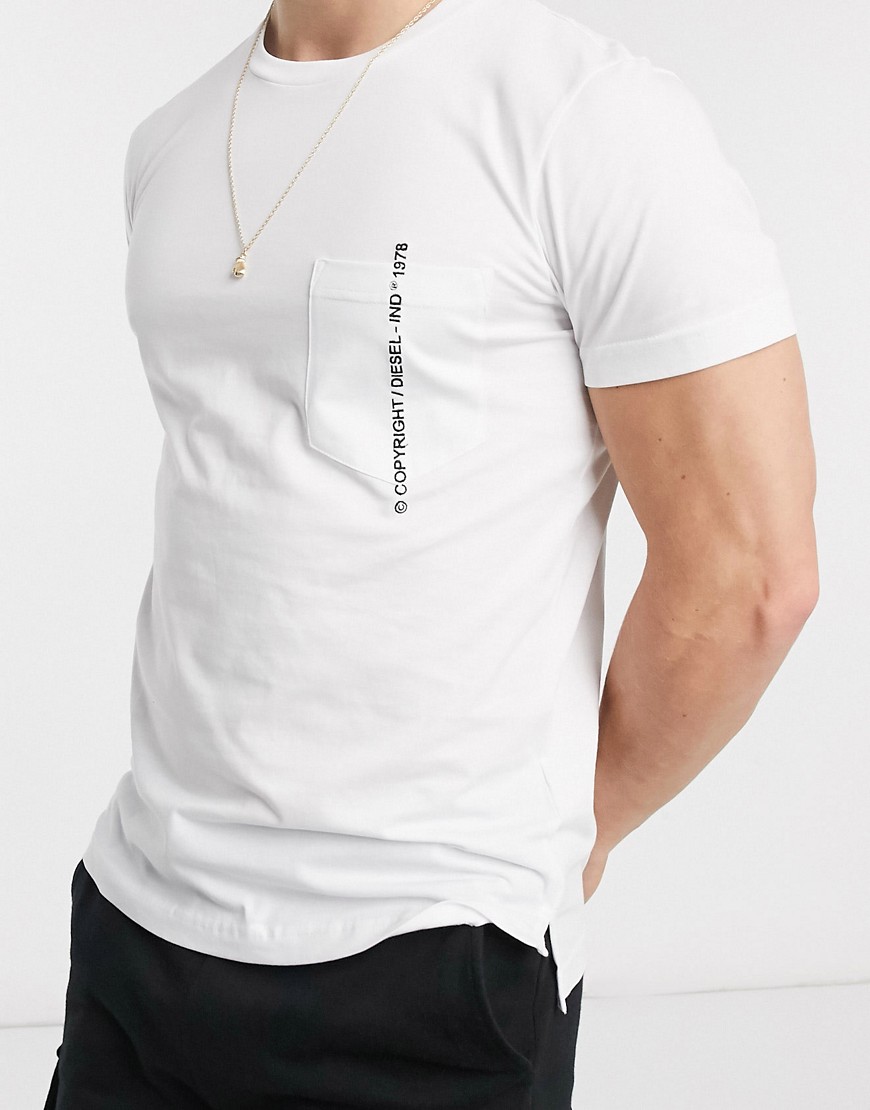 Diesel T-Rubin-Pocket-J1 pocket logo t-shirt in white