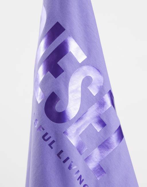 Diesel - T-sily-wx - Lilla T-shirt med falmet logo, 3 af 4