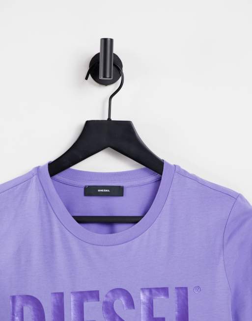 Diesel - T-sily-wx - T-shirt à logo délavé - Violet, 2 de 4