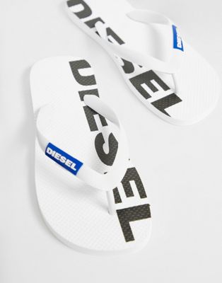Diesel - Teenslippers met logo in wit
