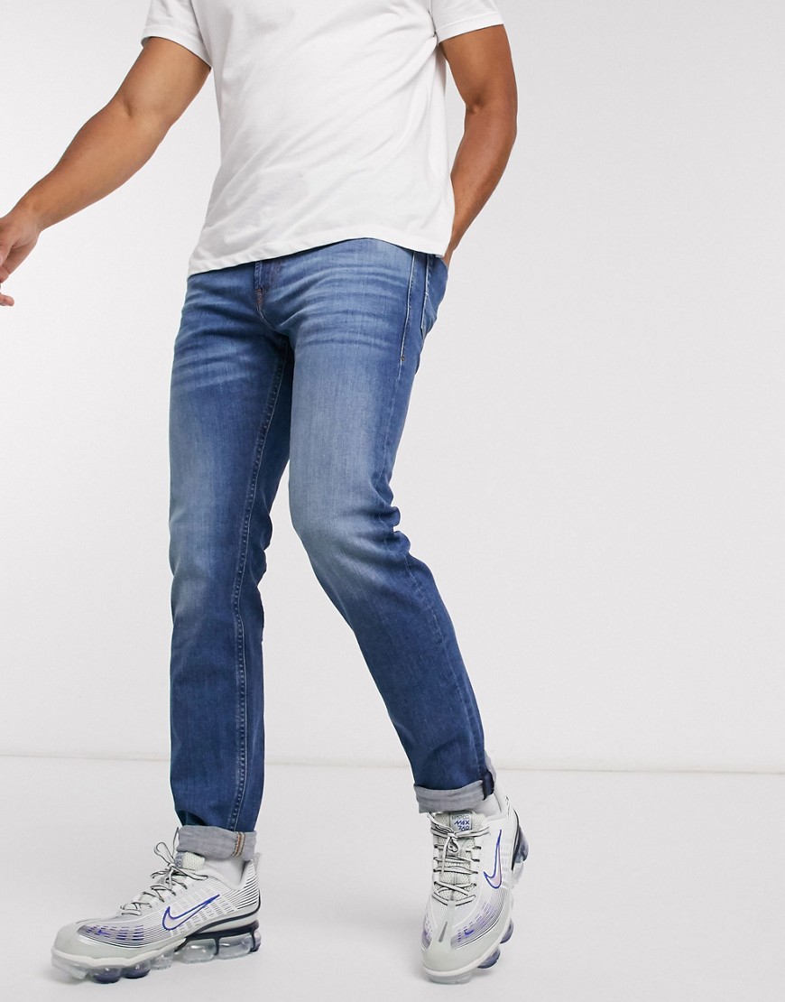 Diesel Thommer-X stretch slim fit jeans in light wash-Blue