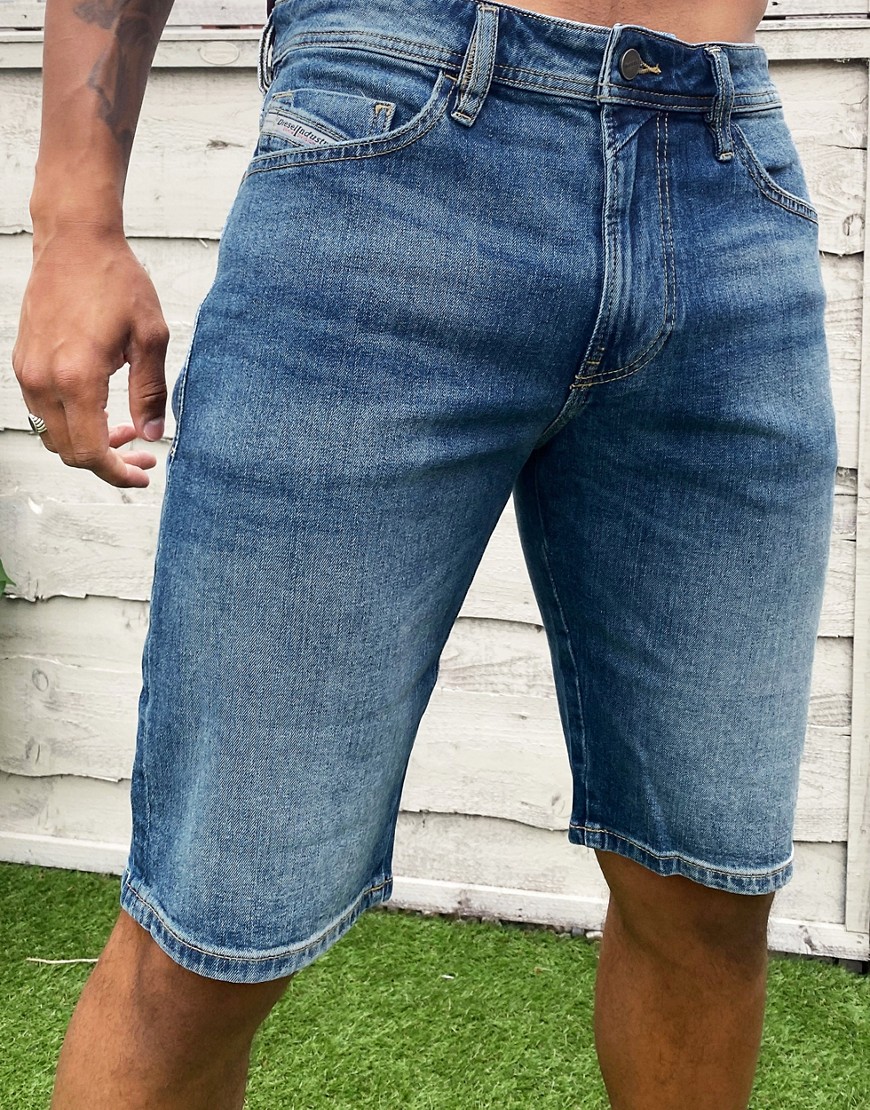 Diesel Thoshort denim shorts in mid wash-Blue