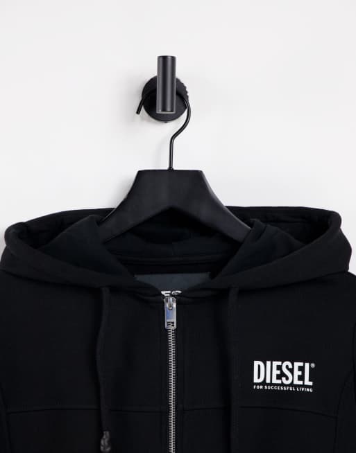 Diesel victorial zip up sweat co-ord set in black, 2 of 4