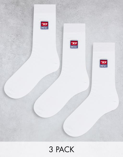 Diesel – Vita strumpor med logga, 3-pack 
