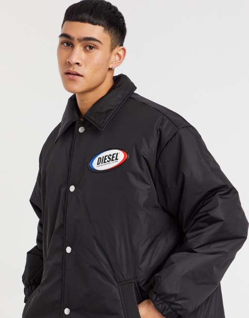 Diesel W Kodyn longline padded coach jacket in black