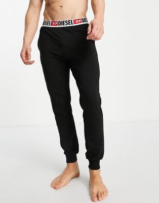 Diesel waistband logo loungewear joggers in black