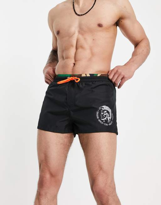 Diesel - Zwemshort met logo met hanenkam in zwart