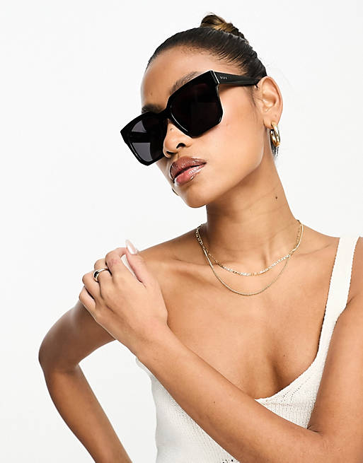 DIFF – Ariana – Eckige, geometrische Sonnenbrille in Schwarz