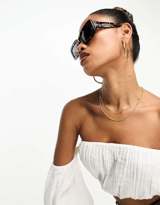 DIFF indy rectangle sunglasses in tortoiseshell | ASOS display picture 1