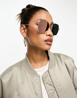 DIFF iris oversized round polarised sunglasses in gold - ASOS Price Checker