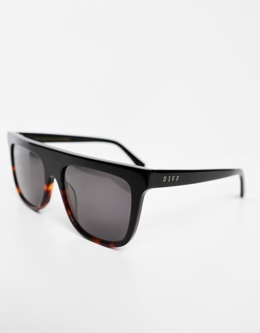 DIFF Stevie flat brow sunglasses in black, 2 of 4