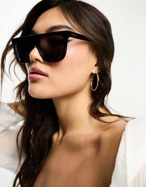 DIFF Stevie flat brow sunglasses in black, 4 of 4