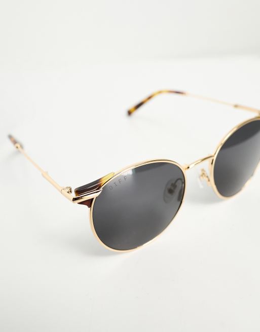 DIFF summit round sunglasses in gold | ASOS