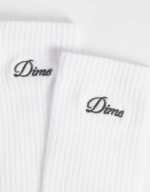 Dime 2-pack logo long socks in white, 2 of 3