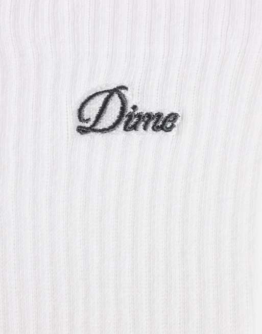 Dime 2-pack logo long socks in white, 3 of 3