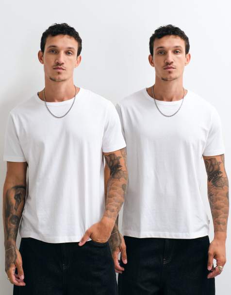 Dime 2-pack t-shirtar med rund halsringning i vitt - view 1