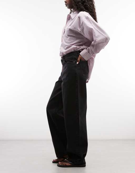 Dime baggy fit logo patch jeans in black wash, 3 of 5