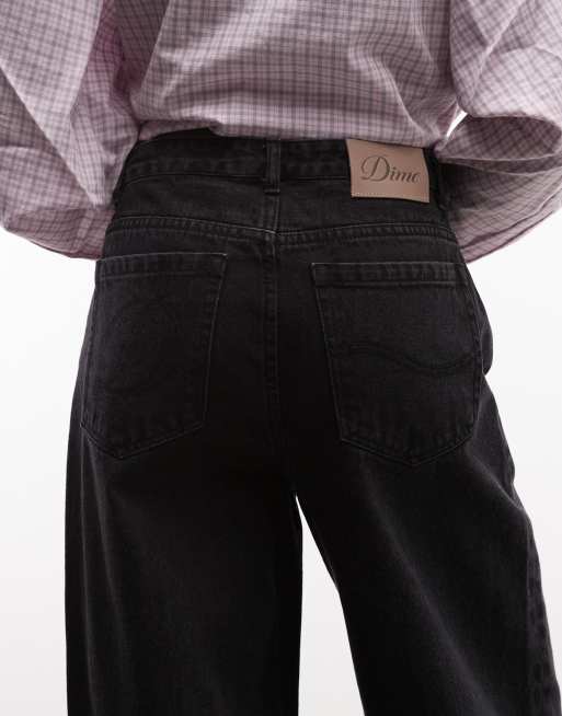 Dime baggy fit logo patch jeans in black wash, 4 of 5