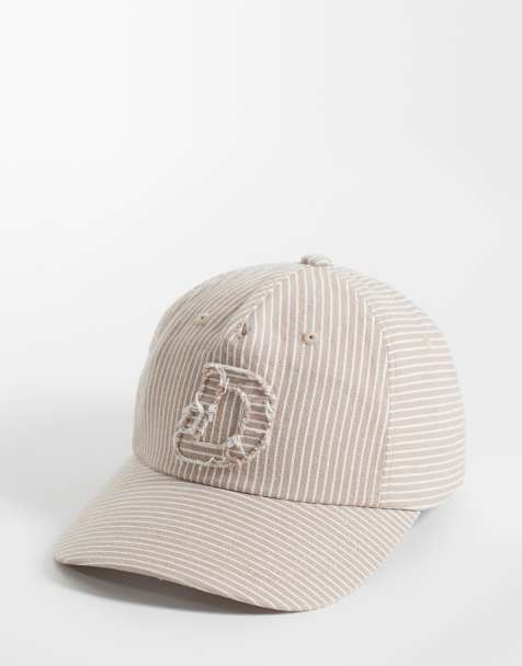 Dime casquette de travail effet usé avec appliqué à fines rayures camel - view 1