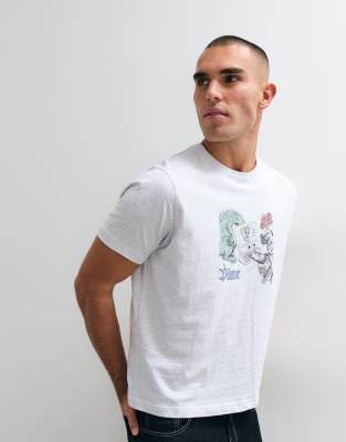 Dime Catfish Graphic Regular Fit T-shirt In Gray