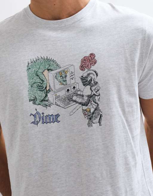 Dime catfish graphic regular fit t-shirt in grey, 4 of 8