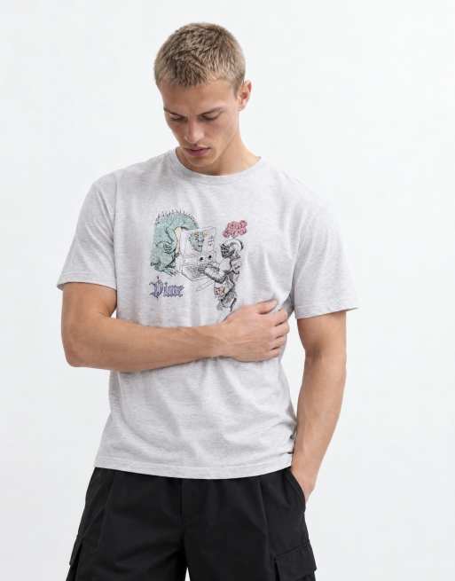Dime catfish graphic regular fit t-shirt in grey, 7 of 8