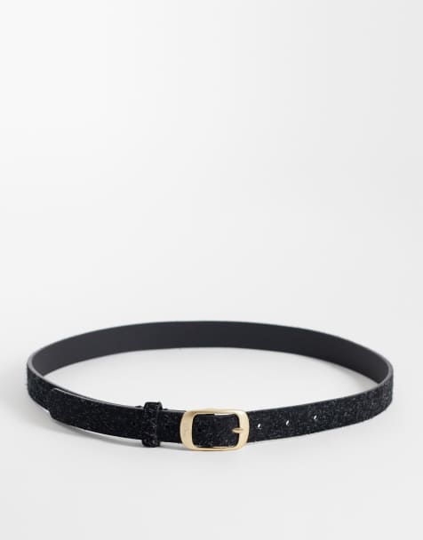 Dime ceinture en cuir texturé noire - view 1