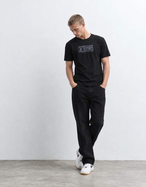 Dime classic plastic logo regular fit t-shirt in black, 7 of 10