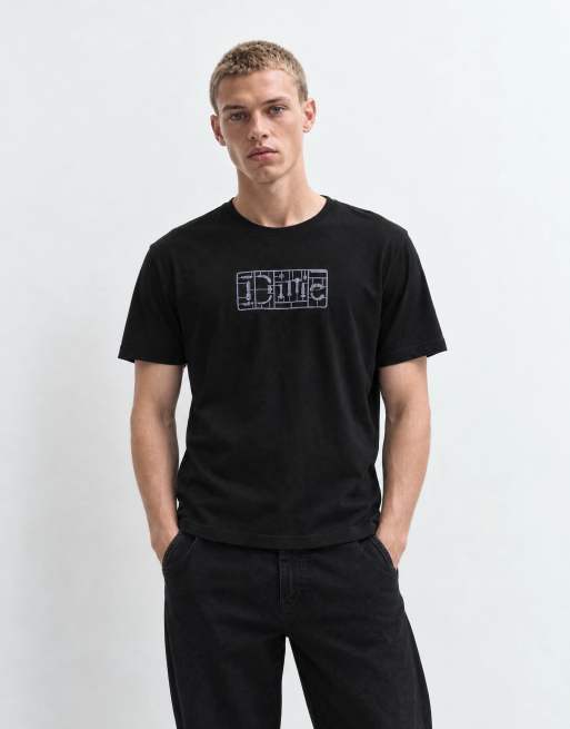 Dime classic plastic logo regular fit t-shirt in black, 9 of 10