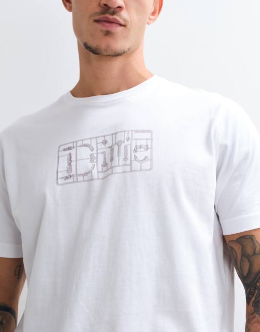 Dime classic plastic logo regular fit t-shirt in white, 3 of 5