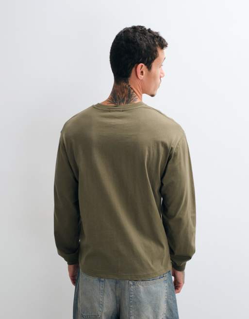 Dime cursive logo regular fit long sleeve t-shirt in dark green, 3 of 5
