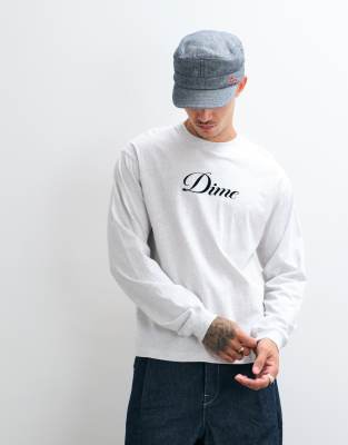 Dime Cursive Logo Regular Fit Long Sleeve T-shirt In White