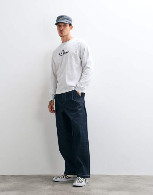 Dime cursive logo regular fit long sleeve t-shirt in light grey, 3 of 5