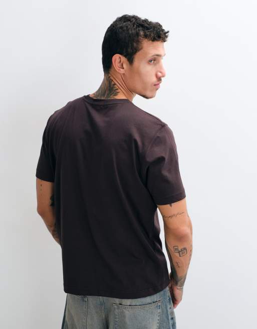 Dime fingerprint logo regular fit t-shirt in dark brown, 5 of 5