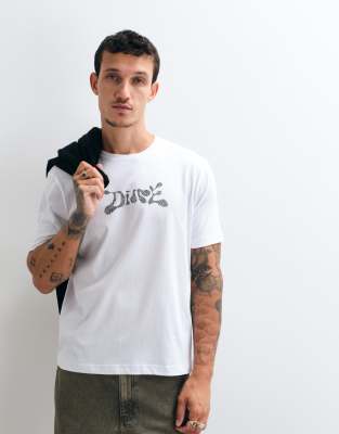 Dime Fingerprint Logo Regular Fit T-shirt In White