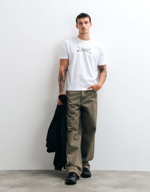 Dime fingerprint logo regular fit t-shirt in white, 3 of 5