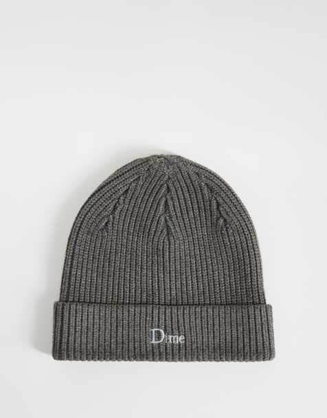 Dime gebreide ribbeanie met logo in donkergrijs - view 1