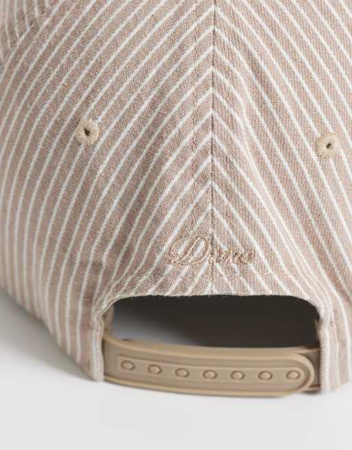 Dime gorra estilo worker con detalle de apliqué desgastada en raya diplomática camel, 3 de 3