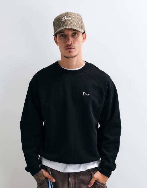 Dime heavyweight classic small logo crewneck sweatshirt in black, 5 of 5