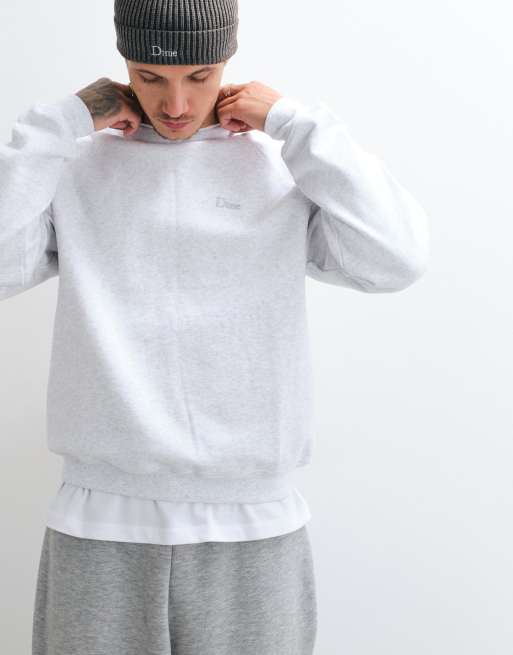 Dime heavyweight classic small logo crewneck sweatshirt in grey, 3 of 5