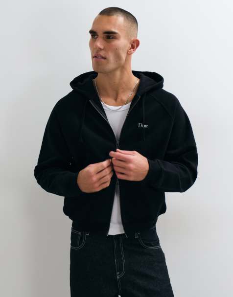 Dime heavyweight classic small logo double zip hoodie in black - view 1