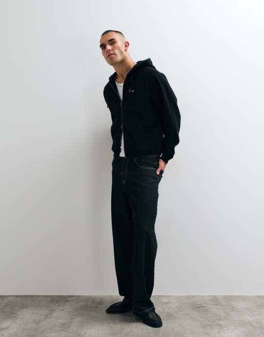 Dime heavyweight classic small logo double zip hoodie in black, 2 of 9